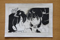 Hand drawn Ranma ½ vintage manga reproduction aged paper ink illustration