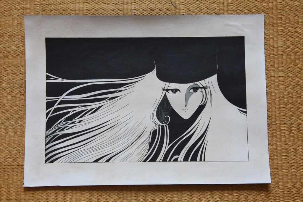 Hand drawn Galaxy Express 999 Maetel vintage manga reproduction in protective sleeve