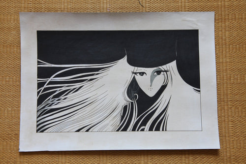 Hand drawn Galaxy Express 999 Maetel vintage manga reproduction in protective sleeve